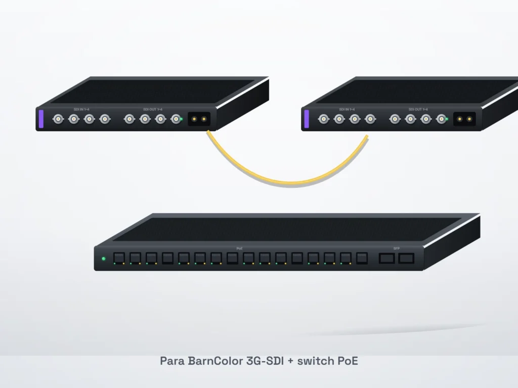 Wynajem Barnfind BarnColor 3G-SDI (fioletowy) – para ze switchem PoE